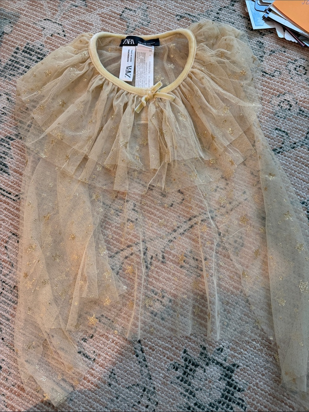 ZARA Kids Gold Glitter Tulle Cape